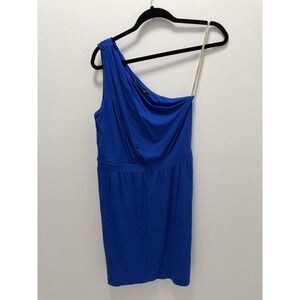 Tommy Bahama Blue One Shoulder Dress Asymmetrical Draped Women's Medium